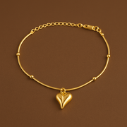 Elegant Gold-Plated Heart Charm Anklet for Women & Girls